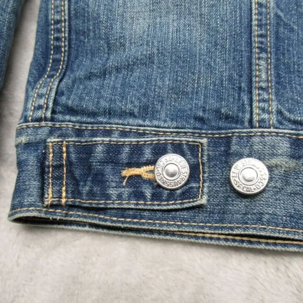 Y2K Levis Denim Jacket Mens Medium Cotton Medium Wash Pockets‎ Button Trucker